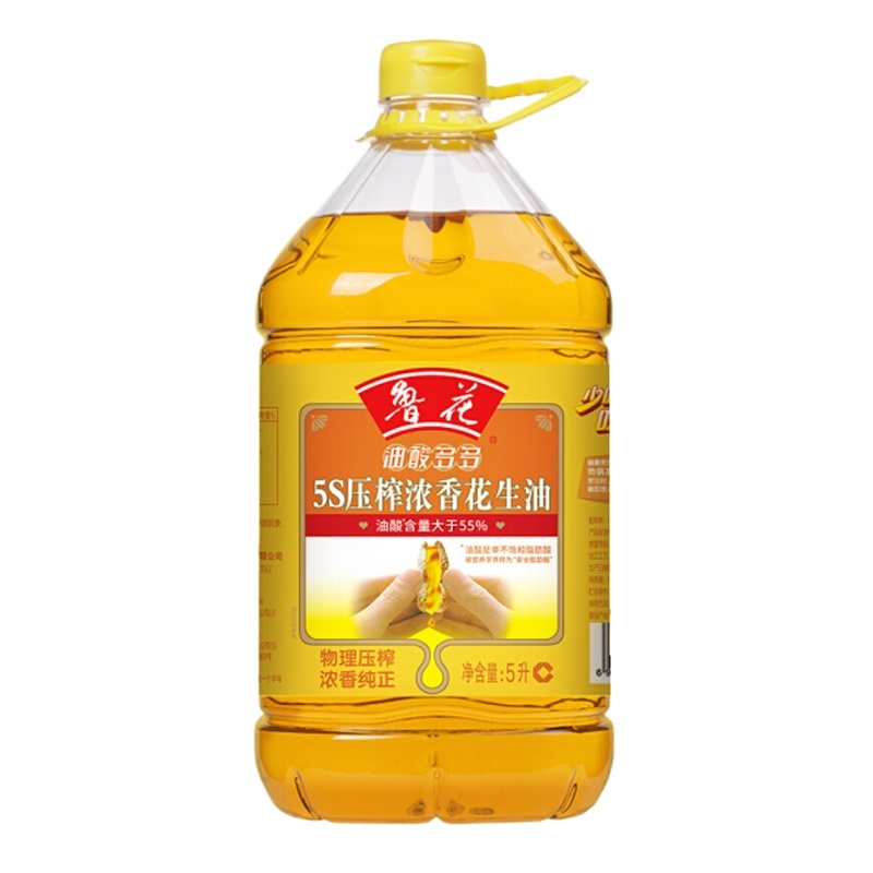 鲁花油酸多多5S压榨浓香花生油5L 食用油粮油 礼品 家用炒菜 植物油 营养健康轻食 送礼佳品 物理压榨纯正 香浓味美