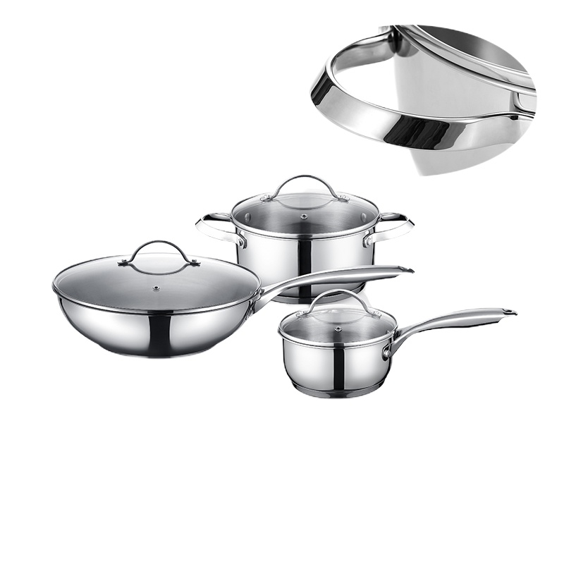 [德世朗]不锈钢锅具DSL-TZ083B 中式汤锅30cm+汤锅20cm+奶锅16cm 组合荣爵多用三件套