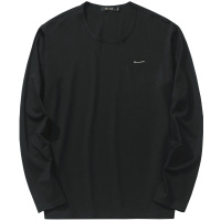 千纸鹤男士冰丝纯色长袖t恤白色宽松百搭长款半袖黑色体恤男潮流20158