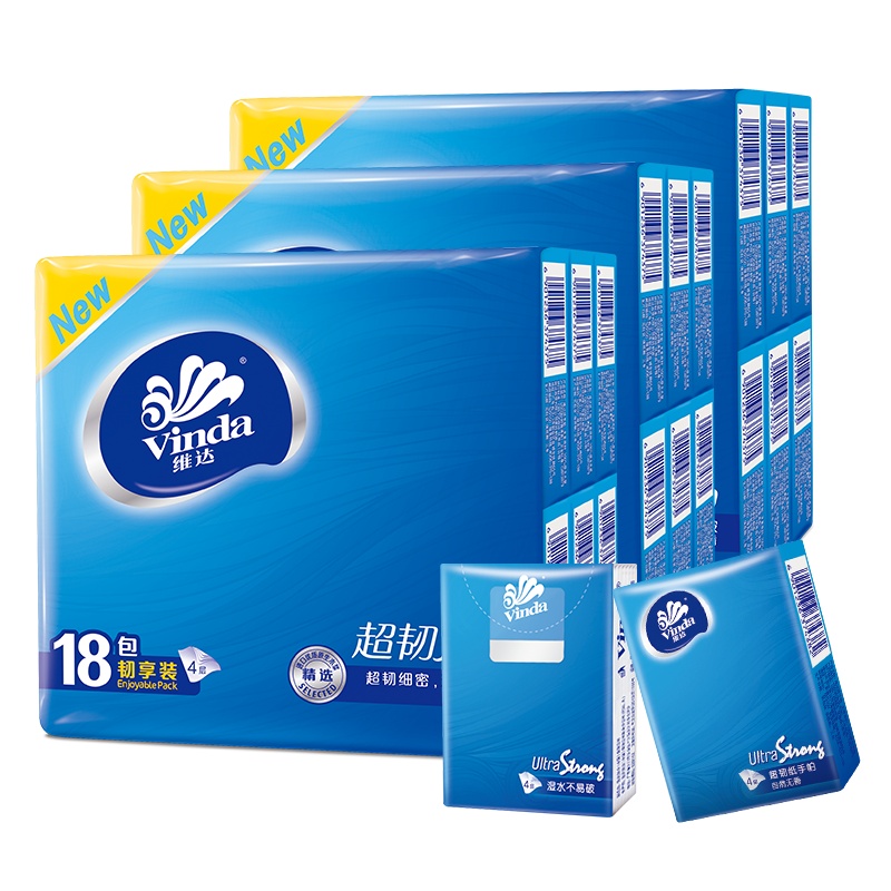 维达(Vinda) 手帕纸 b.duck超韧四层手帕纸*18包 纸手帕餐巾纸小包纸巾 (新旧包装交替发货)