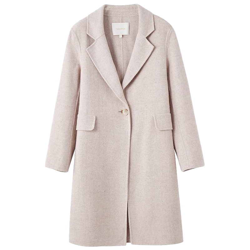 拉夏贝尔外套女装新款韩版中长款学生宽松羊毛呢子大衣