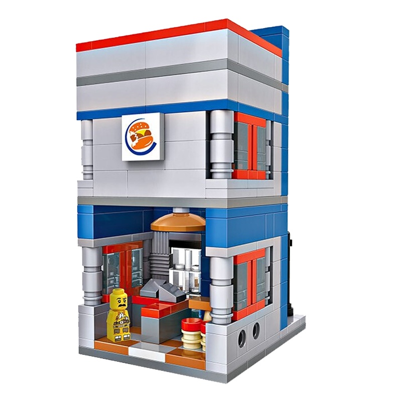 LOZ/俐智小颗粒积木迷你街景益智拼插女孩子拼装玩具房子1602汉堡王/307PCS