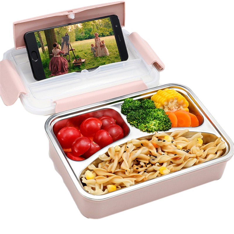 贝瑟斯 便携注水加热带筷勺分格便当盒食堂打饭304不锈钢保温饭盒