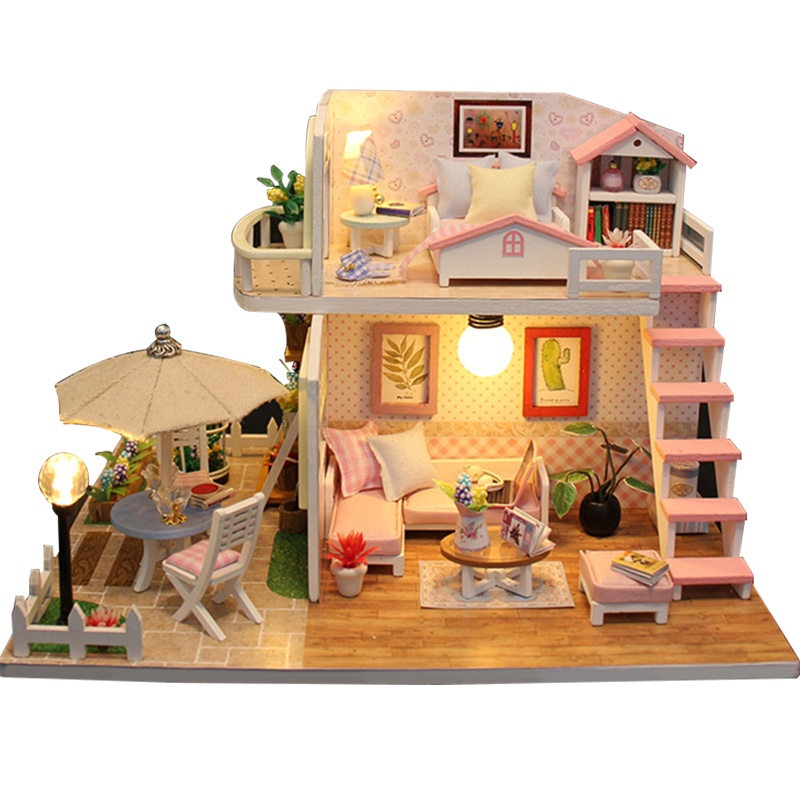 墨斗鱼diy小屋1014粉黛阁楼情人节礼物送女友新年礼盒手工制作小房子模型DIY艺术屋拼装玩具创意女朋友礼品