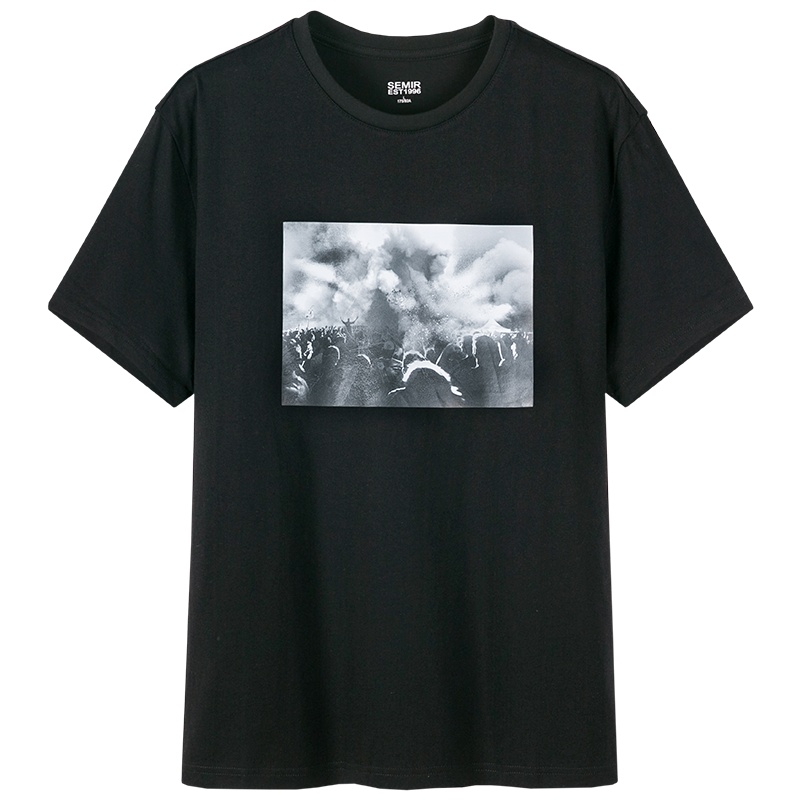 森马短袖T恤男生舒适纯棉圆领打底衫韩版印花休闲上衣