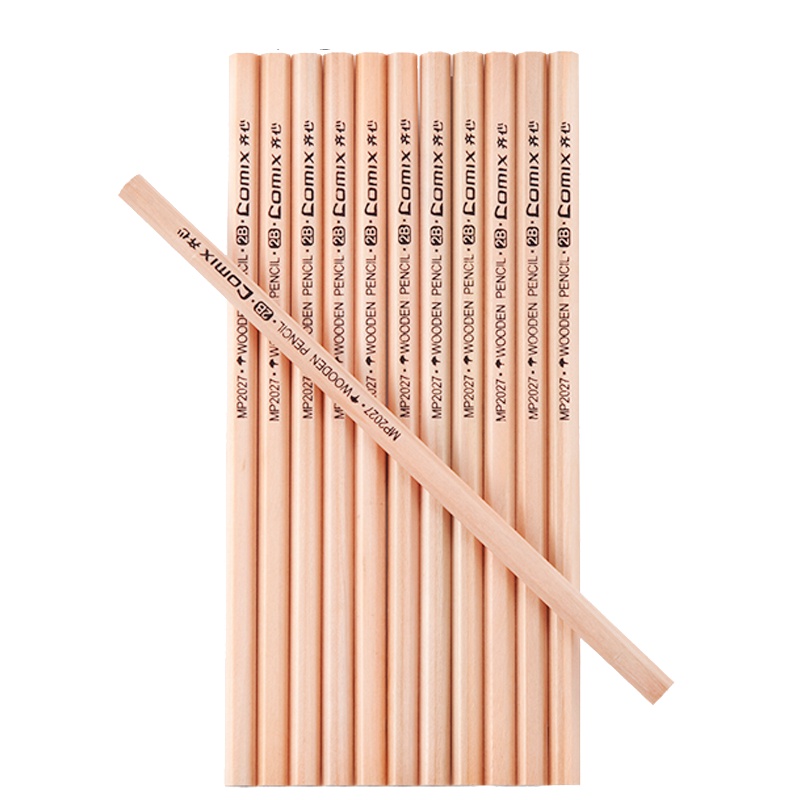 齐心(Comix)MP2027 2B六角原木铅笔12支/盒 3盒装考试铅笔 素描铅笔 学生写字铅笔 绘画铅笔 办公用品