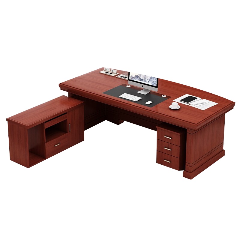 欧宝美老板桌现代简约大班台老板台办公桌主管桌经理实木贴皮总裁桌
