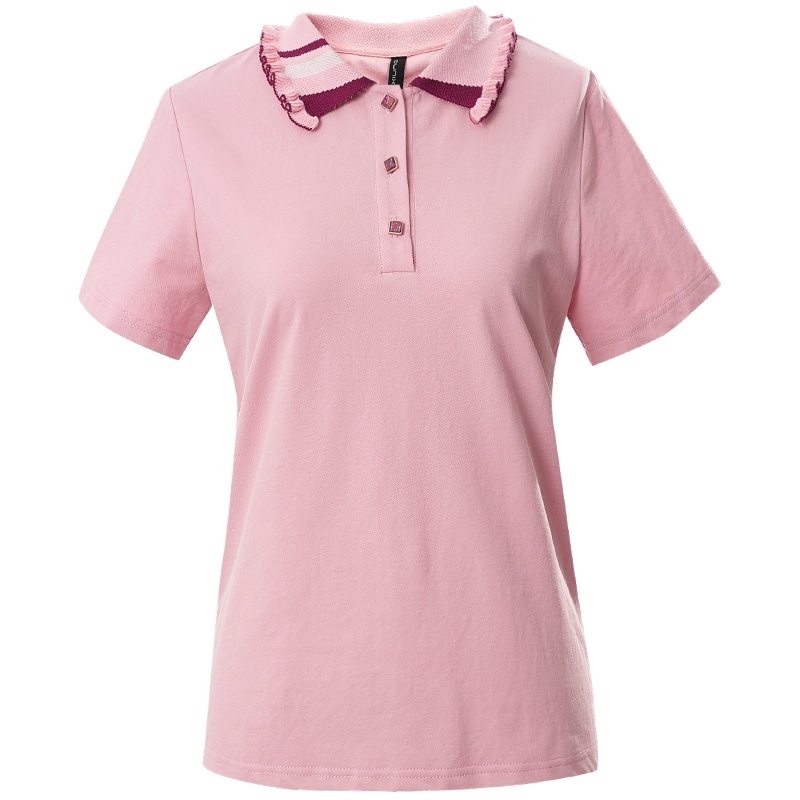 欧昵雪夏季小众ins宽松短袖T恤女显瘦木耳边polo衫上衣