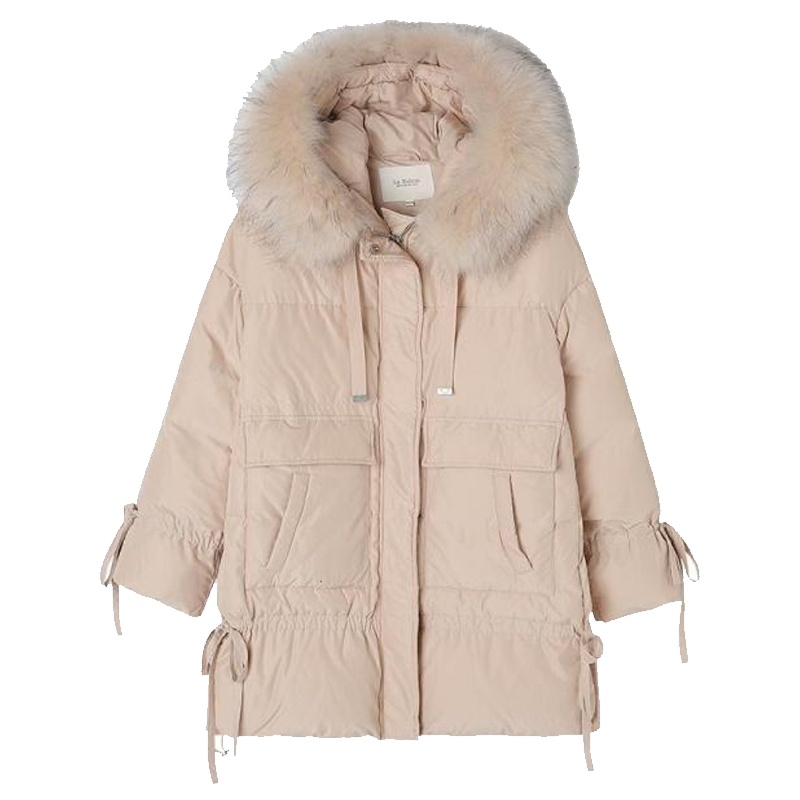 【专柜同款】拉贝缇鹅绒羽绒服女2019冬季新款百搭中长款小个子宽松派克服外套60006933