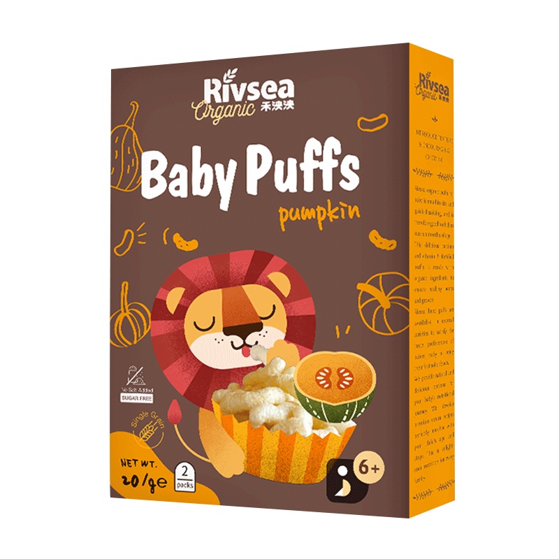 禾泱泱(Rivsea)有机泡芙条南瓜味20克 盒装米饼婴幼儿饼干6个月以上适用宝宝零食 点心