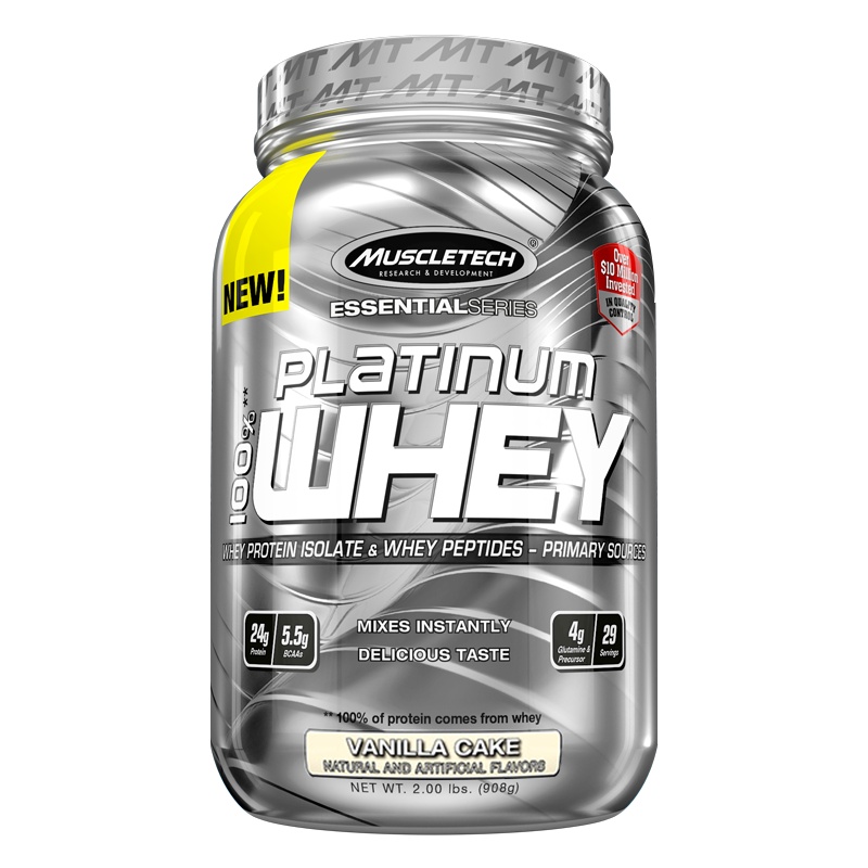 Muscletech肌肉科技白金乳清蛋白质粉2磅蛋白增健身男女肌粉增健重肌粉男进口官方正品whey营养蛋白粉-香草味