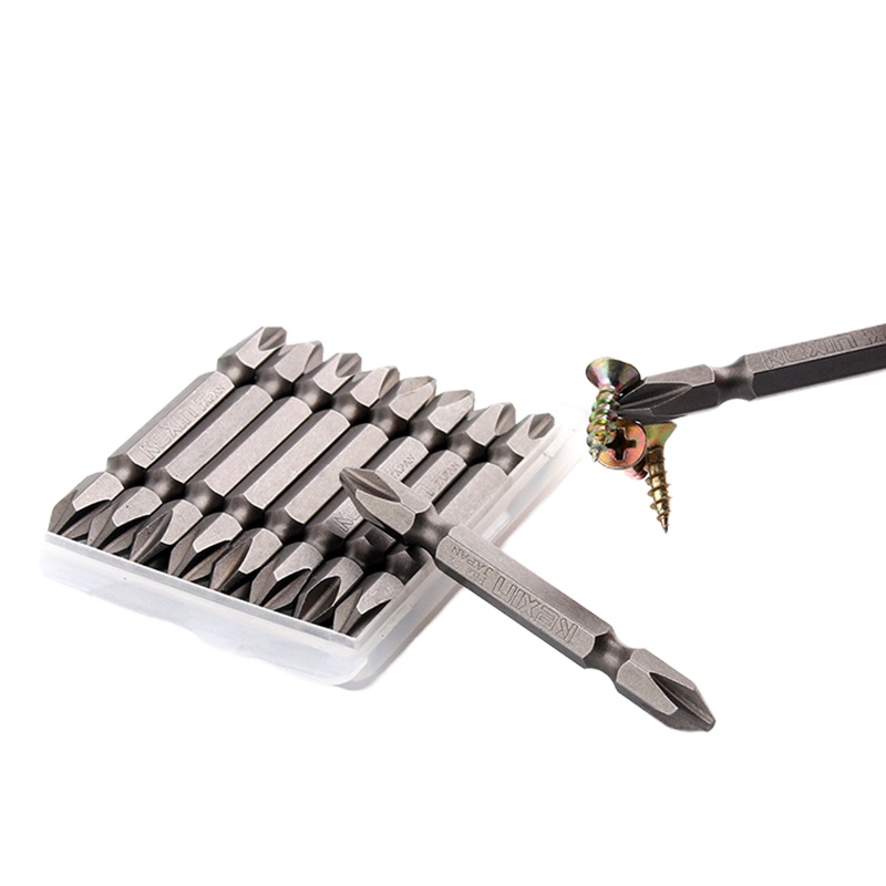 科信(KEXIN)1/4″十字双头风动批头 磁性电动螺丝刀批头 65*PH2mm KX256 10支 盒装