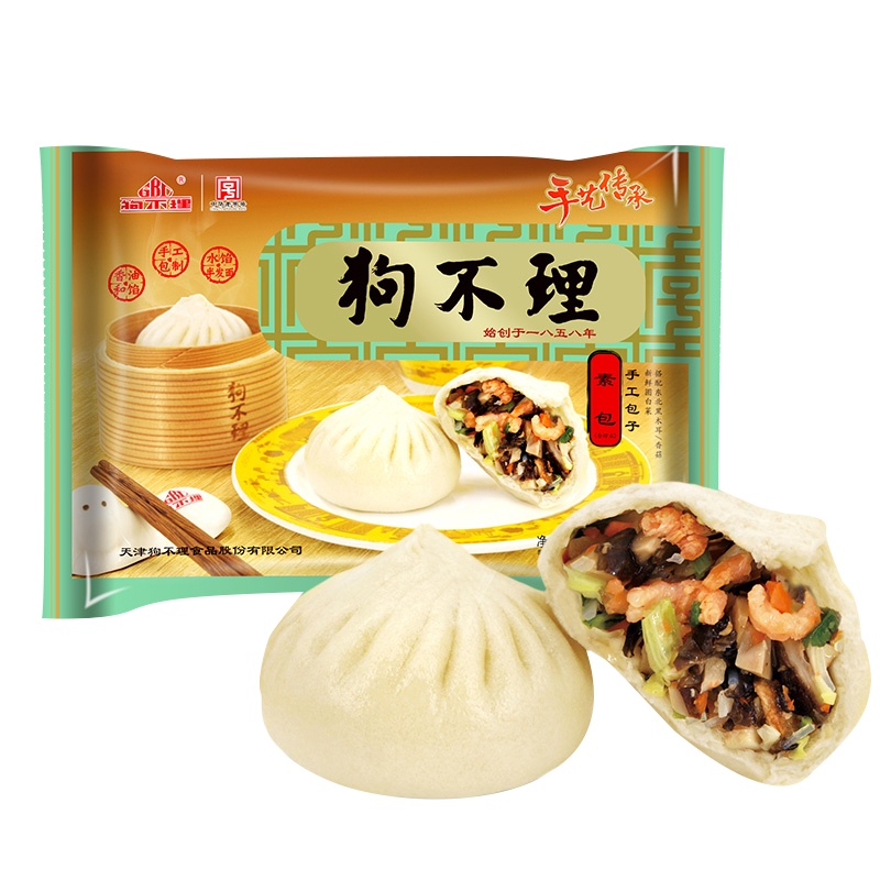天津 狗不理 冷冻手工包子 素包(含虾米) 420g (12个)