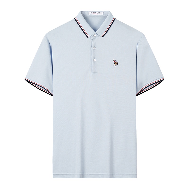USPOLO ASSN 夏季新款男士polo衫短袖宽松翻领纯色韩版百搭上衣