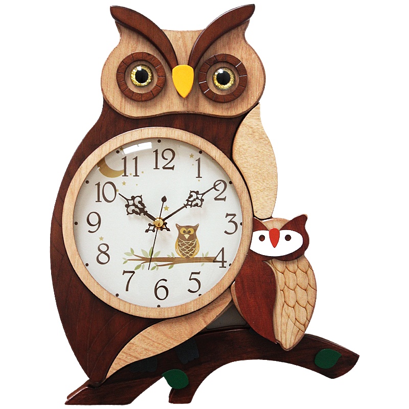 凯乐丝(KAIROS) 卡通猫头鹰木质挂钟欧式家居饰品创意钟表客厅墙面装饰挂件