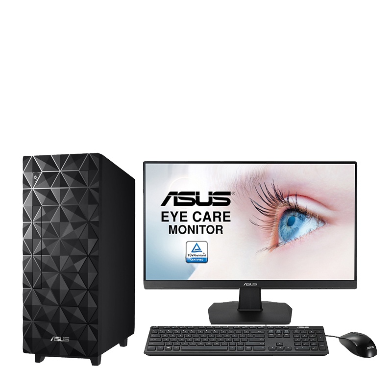 华硕(ASUS)碉堡台式S340MF 23.8英寸大屏显示器家用高效办公学习商务台式机主机电脑套装(I5 9400F 8G 512G 独显 W10 WIFI)