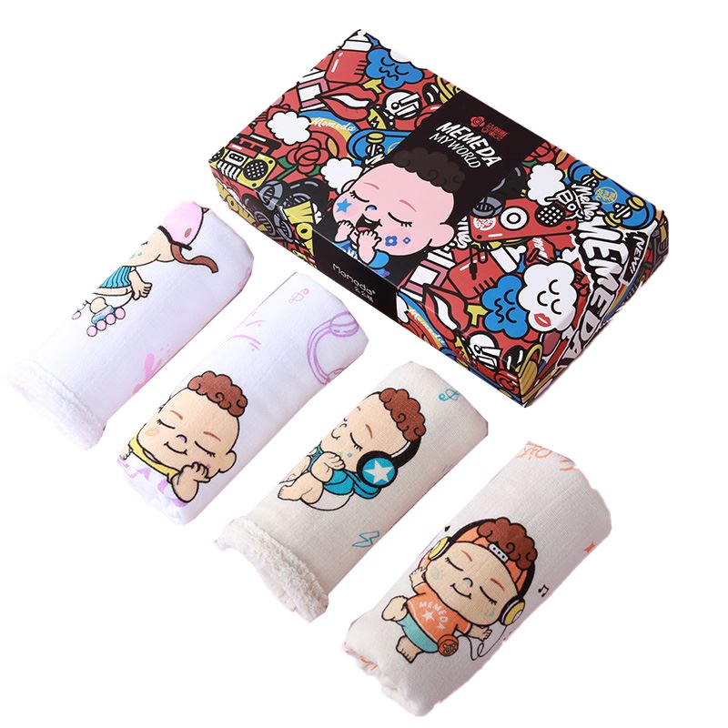 洁丽雅 么么哒童巾4条装 DX0665 婴儿宝宝洗脸柔软吸水手巾（单位：盒）