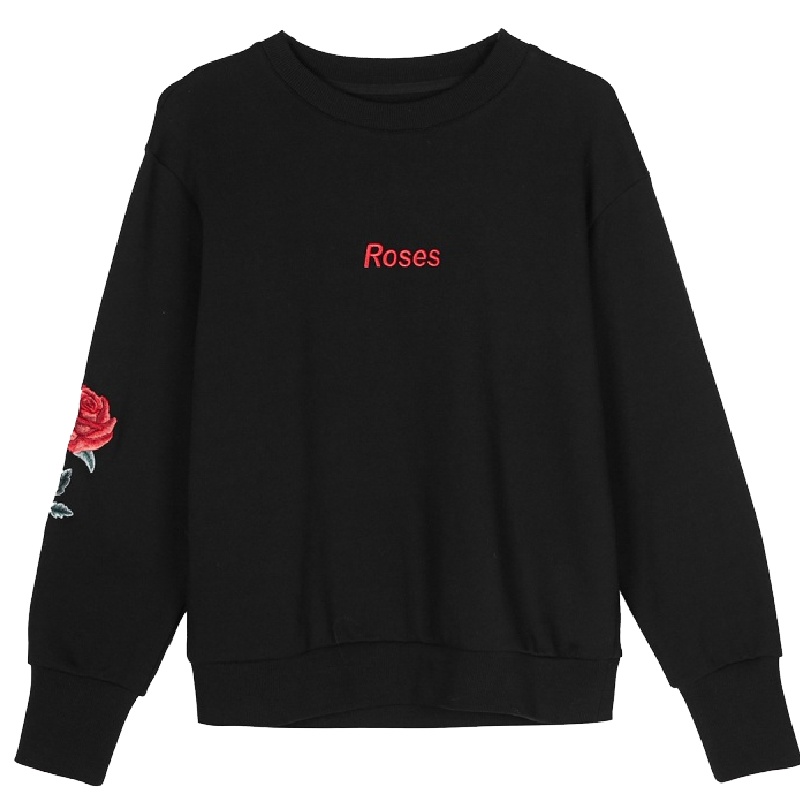 拉夏贝尔卫衣女士冬季新款韩版宽松上衣字母刺绣百搭圆领长袖套头外套30084346