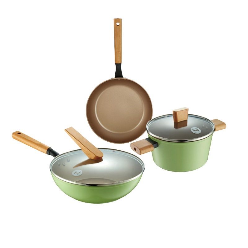 圆满系列不粘三件套 HXC-L-TZ008B 铝合金节能环保隔热防烫加热均匀不粘锅三件套套装 (单位:套))