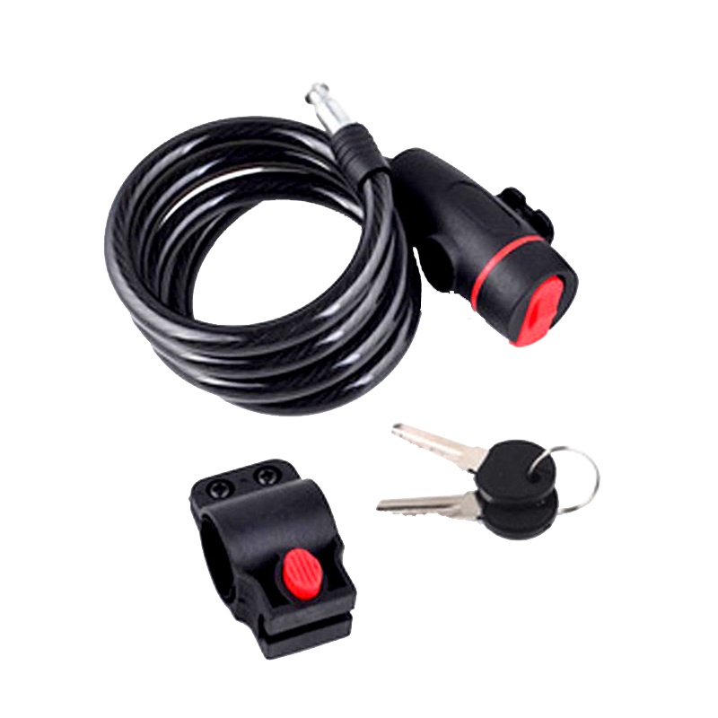 规格[含纸卡锁架约95cm 5个装]自行车链锁 钢丝锁 圈形锁 山地车防盗锁 安 锁 自行车锁