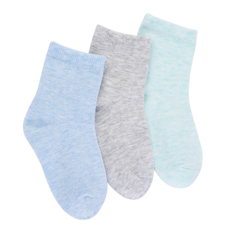 米乐鱼 宝宝中筒平板袜婴幼儿童袜子男童女童单色吸湿透气童袜3双装