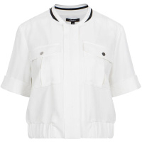 拉夏贝尔Candie’s夏季新款纯色五分袖圆领薄款短外套女30072029