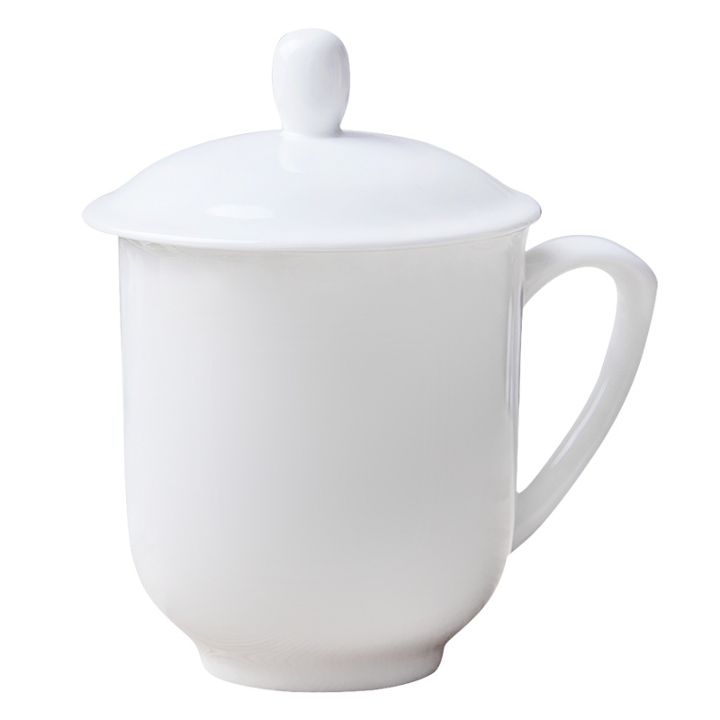 陶瓷400ML带盖茶杯 XTL535 办公杯家用金钟骨瓷水杯会议室泡茶杯子 (个)