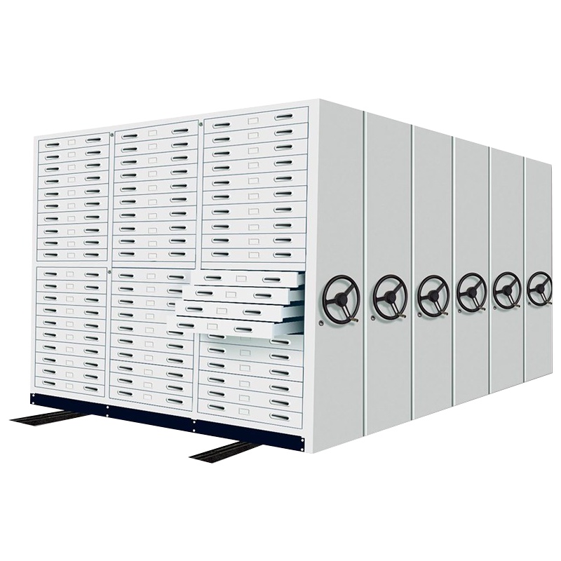 创世人 办公家具密集架手摇式图纸柜移动档案柜设计院轨道密集柜抽屉柜1号底图密集架1055*720*2400mm