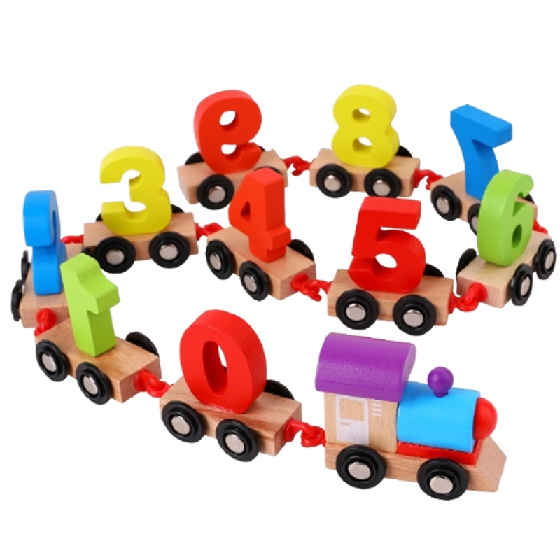 数字小火车木质玩具儿童智扣拼装男孩女孩2-6岁宝宝1-3周