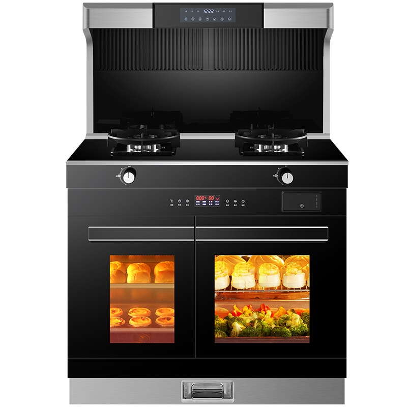 荣飞(Rongfei)一体集成灶蒸烤箱左烤右蒸集成一体家用自动清洗侧吸下排式消毒柜集成灶一体灶(液化气)