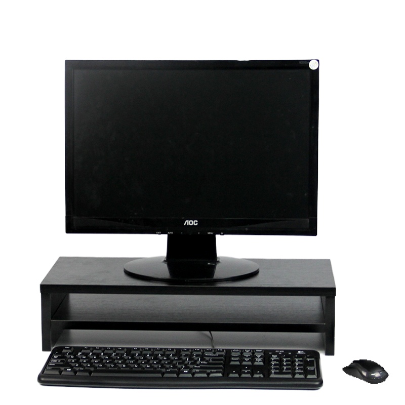 电脑显示器桌 电脑支架 黑木纹双层 电脑液晶显示器增高架子