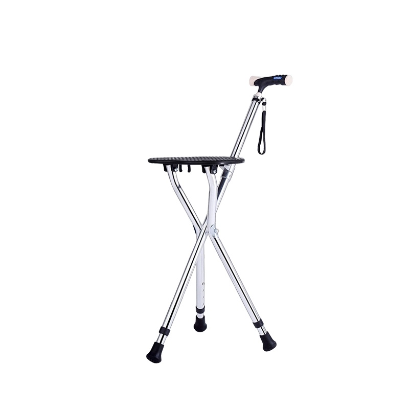 凳拐杖三角可折叠拐杖凳子防滑铝合金老人高度可以调节可坐多功能轻便手杖拐棍