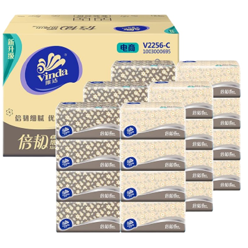 维达（Vinda） 抽纸 倍韧二层180抽 24包纸巾 小规格(短幅)（整箱销售）