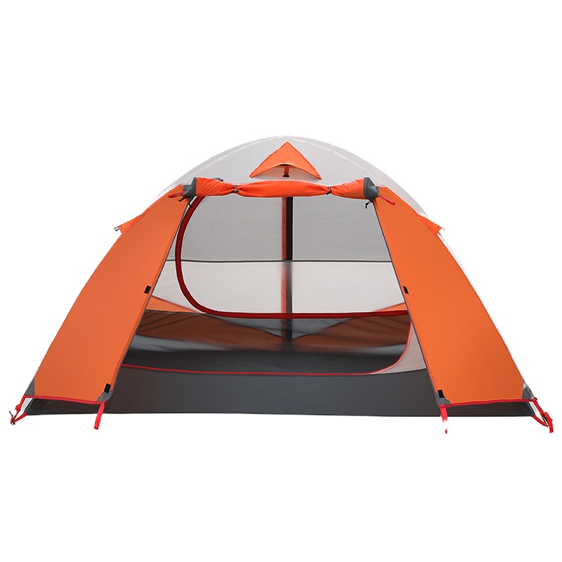 徽羚羊 帐篷 户外双人双层野营帐篷2人铝杆手搭防雨露营帐篷骑行徒步旅游帐篷探险登山帐篷 铝杆 8号橙色