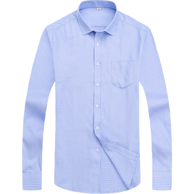 吉普战车秋冬新款商务休闲男士衬衫长袖青中年棉质寸衫男士时尚条纹打底衫男士衬衣外套男装大码衬衫男士潮牌衣服