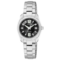 西铁城(CITIZEN)手表女士日韩品牌光动能日期显示钛合金轻型表带表壳时尚简约女表EW2101-59E