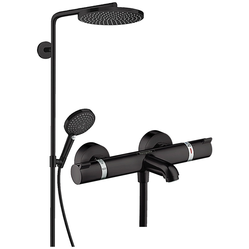 汉斯格雅花洒黑色淋浴花洒套装飞雨Selet 120三出水手持花洒莲蓬头带下出水龙头