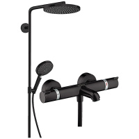 汉斯格雅花洒黑色淋浴花洒套装飞雨Selet 120三出水手持花洒莲蓬头带下出水龙头