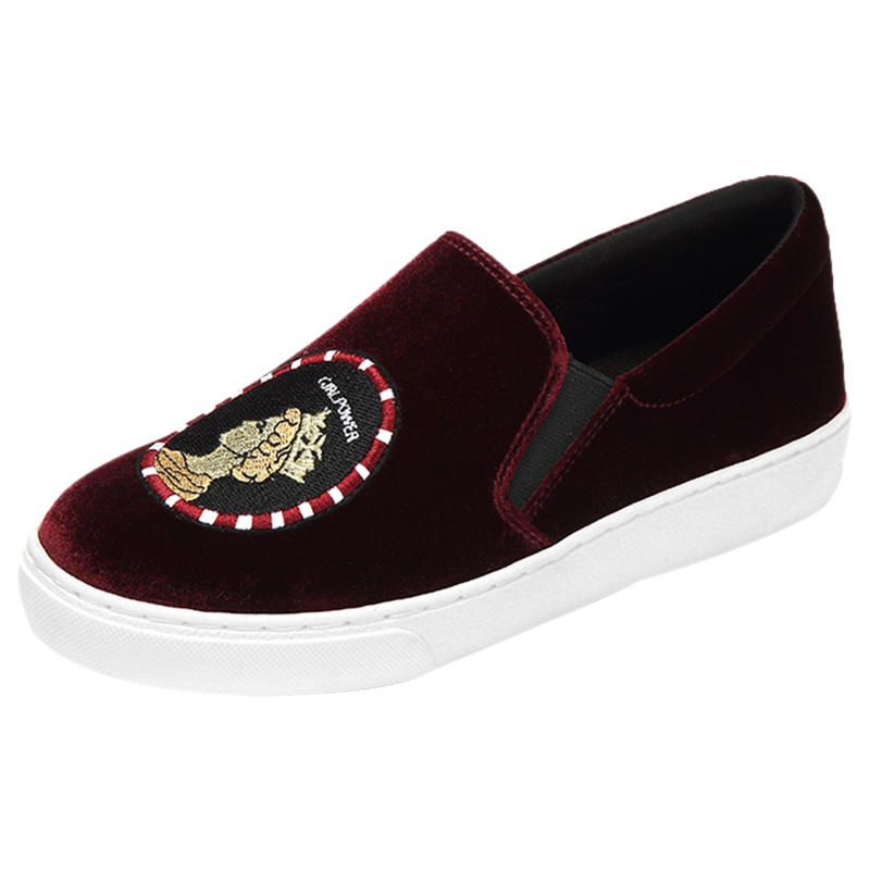 达芙妮新款金丝绒面一脚蹬乐福鞋