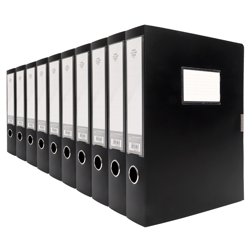 天章办公 12个装 75mm加厚粘扣档案盒 板材厚度1mm A4 320*238*780mm 黑色 12个/箱 1箱
