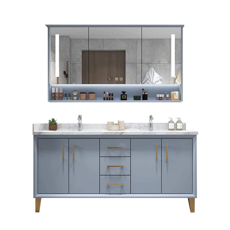 恒妙北欧轻奢浴室柜组合落地台盆柜卫生间智能镜洗脸盆洗手池洗漱台卫浴柜面盆洁具简约现代