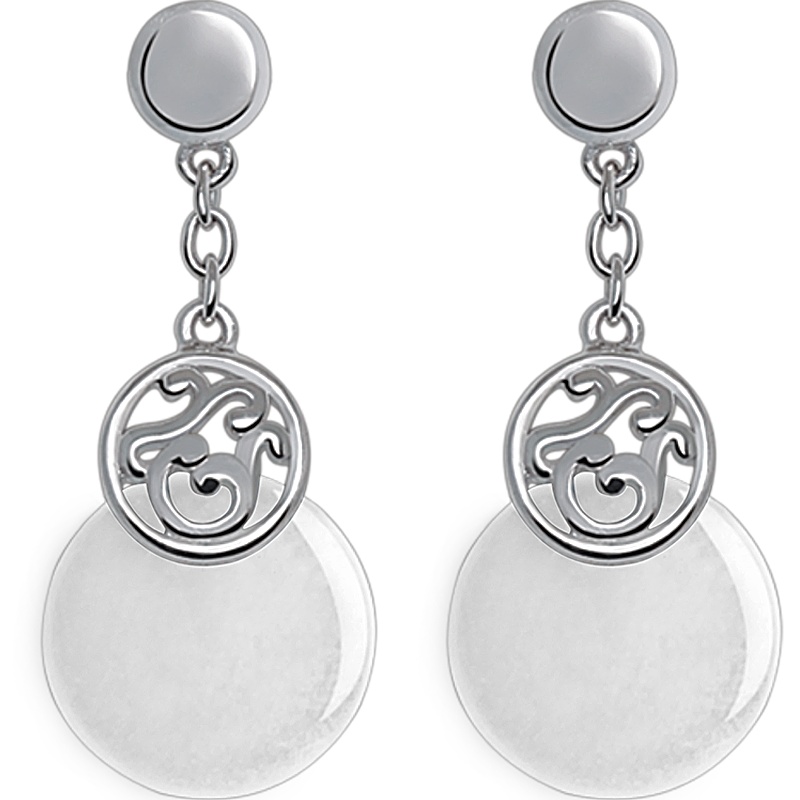 石头记 石英岩玉耳环 925银耳钉耳饰耳坠中国风复古饰品礼物