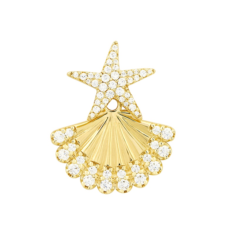 APM MONACO单只海星贝壳耳钉女可拆分前后佩戴耳环海洋夏日风银饰 AE12535OXY金黄色