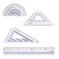 得力(deli)71968学生直尺三角尺量角器绘图组合套尺 4件套 颜色随机