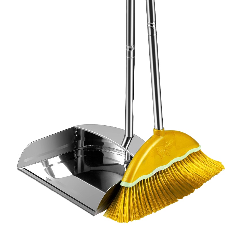 企购优品不锈钢扫把簸箕套装软毛笤帚畚箕套扫 塑料扫帚畚斗组合