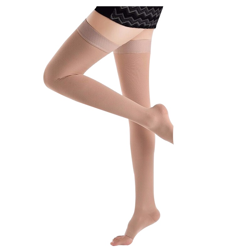 雅斯(YASEE)治疗型静脉曲张袜中老年孕妇妊娠期护士男女通用弹力袜压力袜术后护腿袜 一级肤色 长统露趾 L