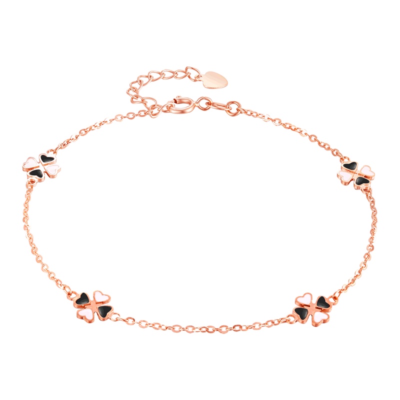 喜钻【精美礼物】18K金时尚幸运四叶草手链彩色K金手串手镯18K金手链