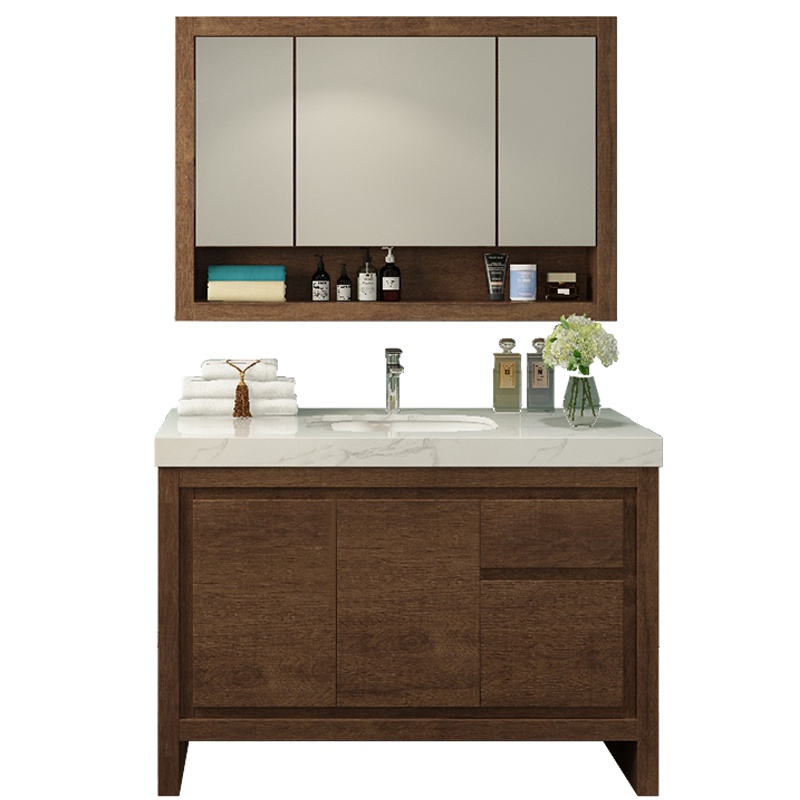 心海伽蓝美式落地浴室柜组合卫生间洗漱台洗手盆柜组合卫浴柜组合