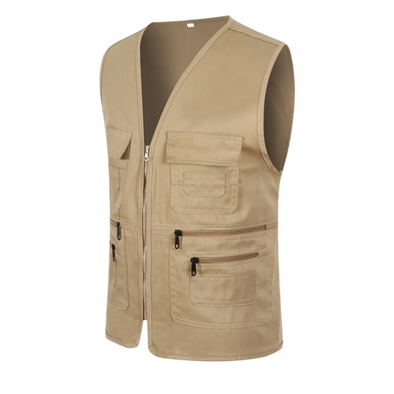 春季新款户外多口袋纯色马甲