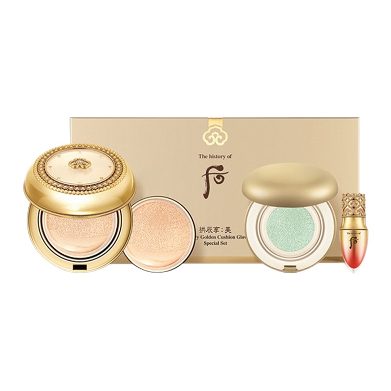 Whoo 后 黄金气垫套盒 ( 21号色气垫15g*2+妆前乳8g+ #42口红3